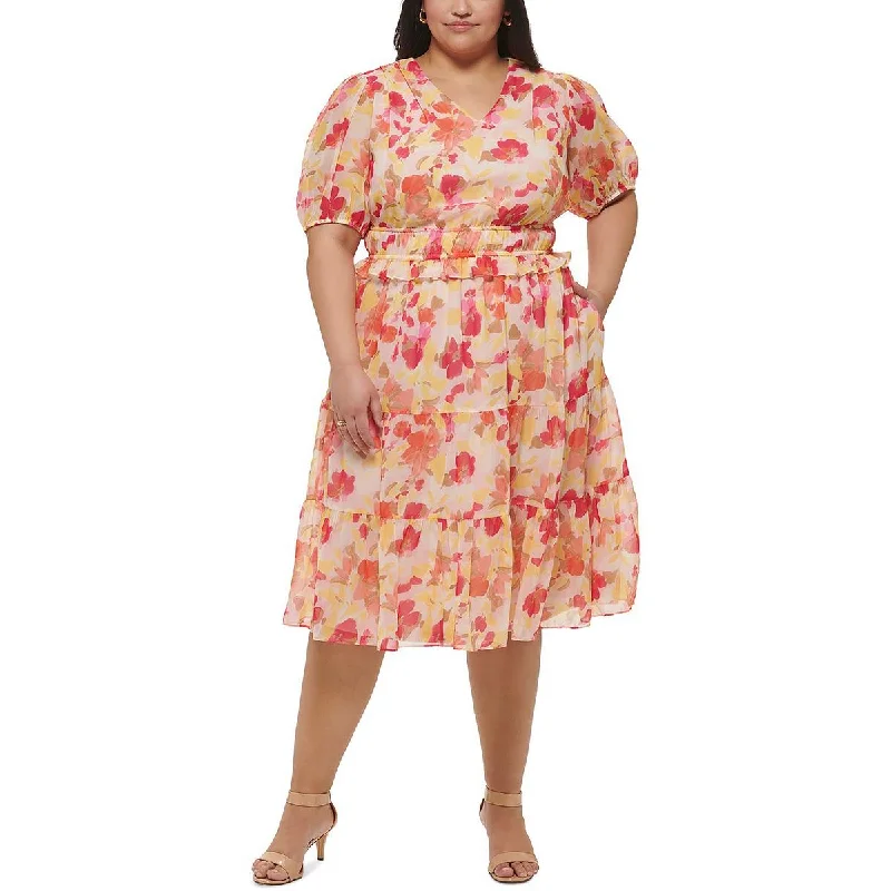 Budget-friendly Comfort Relaxed Fashion Jessica Howard Womens Plus Chiffon Floral Midi Dress Budget-friendly Comfort Relaxed Fashion Jessica Howard Womens Plus Chiffon Floral Midi Dress