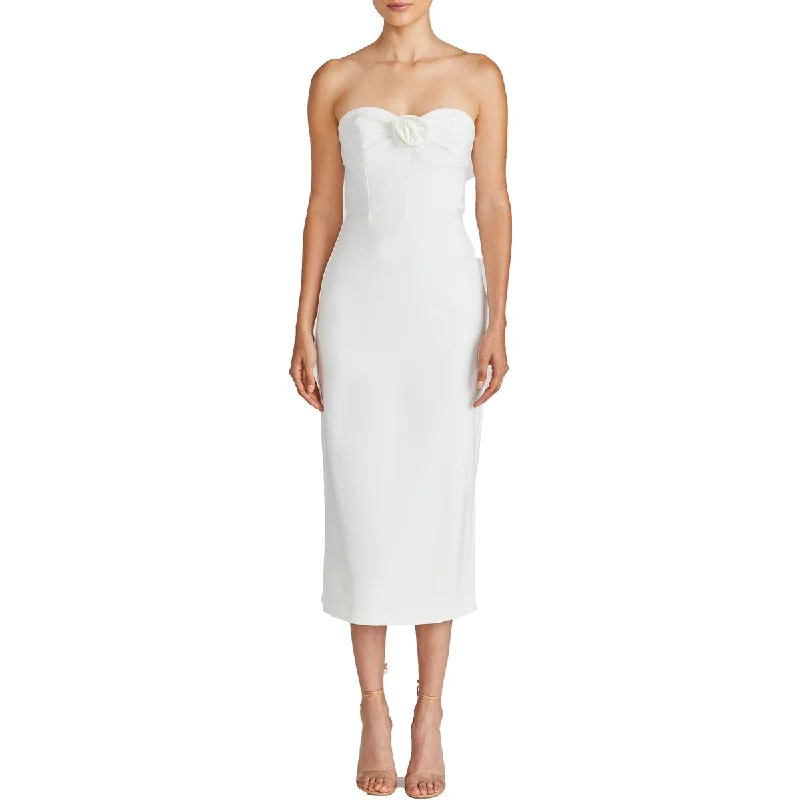 Soft-Fit Wear Minimal Layers ML Monique Lhuillier Womens Rosette Mid Calf Midi Dress Soft-Fit Wear Minimal Layers ML Monique Lhuillier Womens Rosette Mid Calf Midi Dress