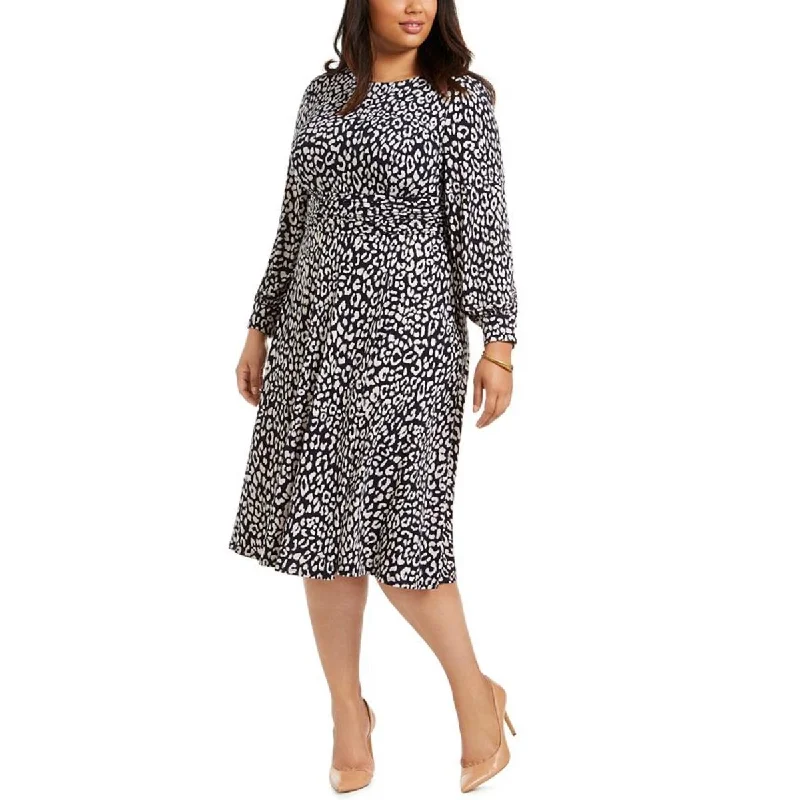 Soft-Fit Wear Comfortable Apparel Jessica Howard Womens Plus Printed Long Sleeve Midi Dress Soft-Fit Wear Comfortable Apparel Jessica Howard Womens Plus Printed Long Sleeve Midi Dress