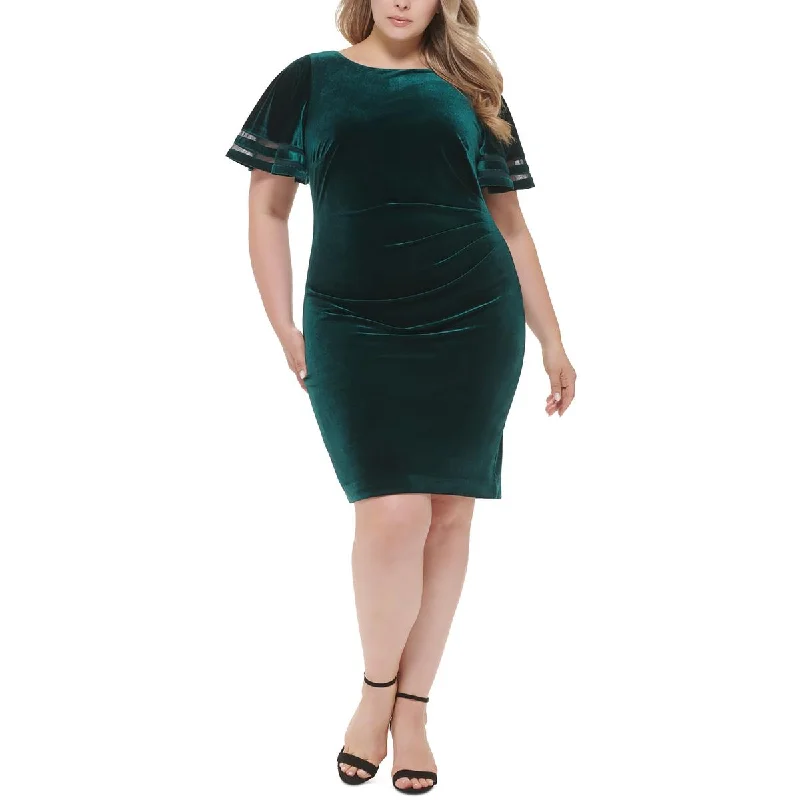 Practical Cozy Looks Chic Textures Jessica Howard Womens Plus Velvet Pleated Midi Dress Practical Cozy Looks Chic Textures Jessica Howard Womens Plus Velvet Pleated Midi Dress