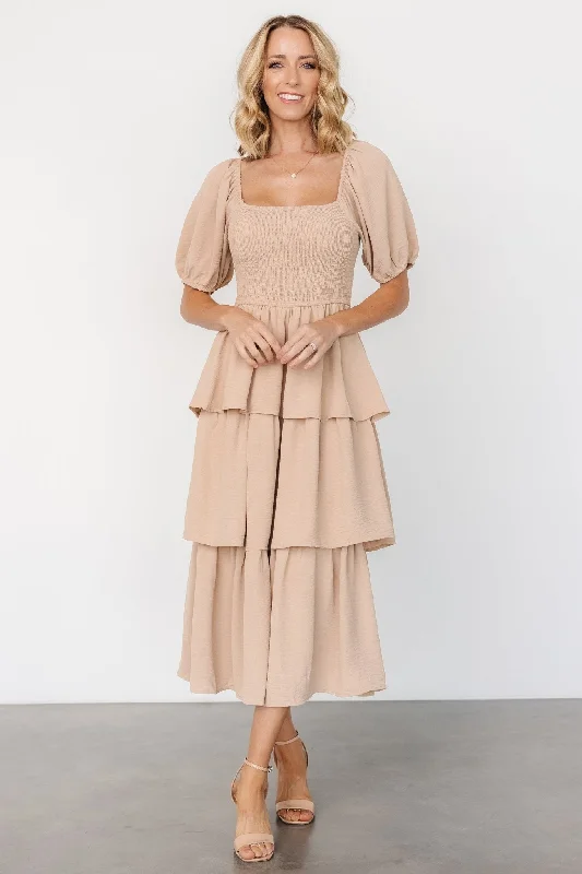 Simple Stylish Wear Effortless Outfits Ashbourne Tiered Dress | Taupe
