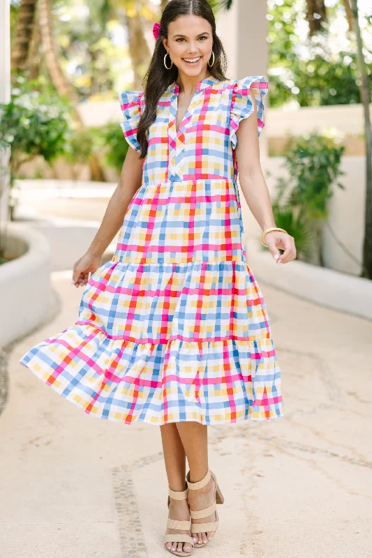 Casual Trend Pieces Casual Wardrobe Just A Dream Pink Gingham Midi Dress