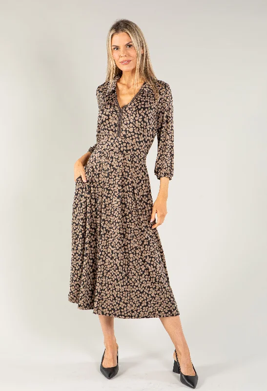 Cozy Fashion Styles Comfy Wear Iris Print Midi Dress