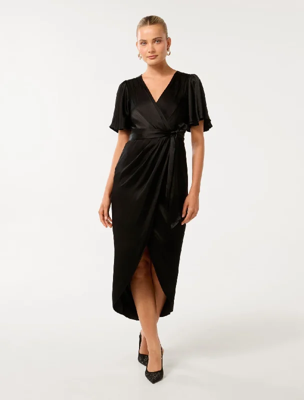 Comfortable Textiles Comfy Chic Carolina Satin Midi Dress