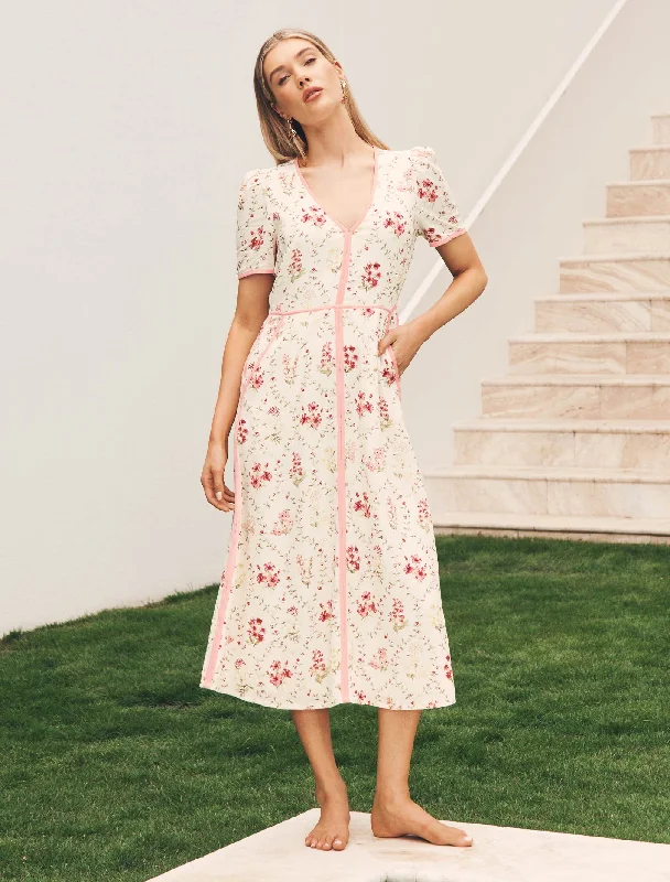 Sabrina Printed Linen Midi Dress