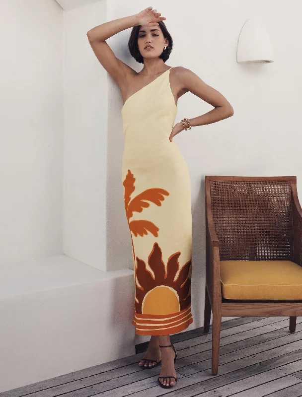 Cozy Day Outfits Daywear Fashion Carmen One Shoulder Beaded Midi Dress