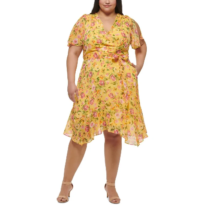 Soft Layering Wear Everyday Styles Jessica Howard Womens Plus Chiffon Knee-Length Midi Dress Soft Layering Wear Everyday Styles Jessica Howard Womens Plus Chiffon Knee-Length Midi Dress