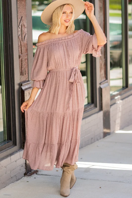 Everyday Comfort Wear Comfy Textiles Make Your Way Mauve Pink Midi Dress