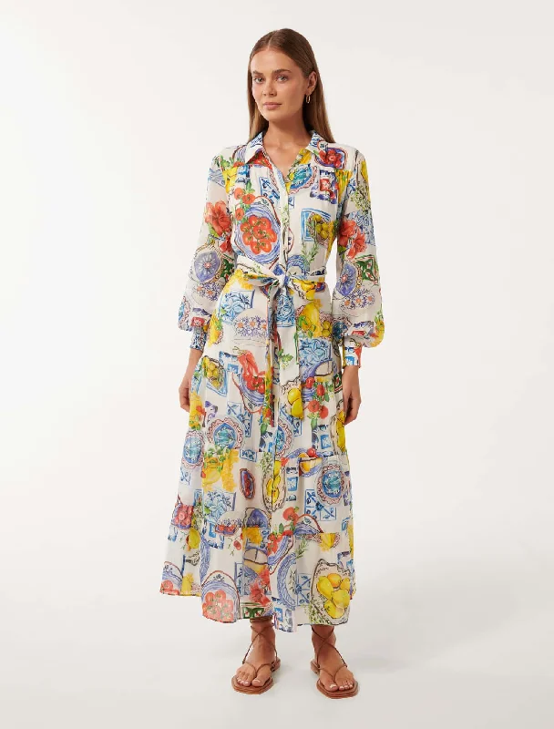 Comfy Fashion Trends Practical Fashion Sylvie Tiered Shirt Midi Dress