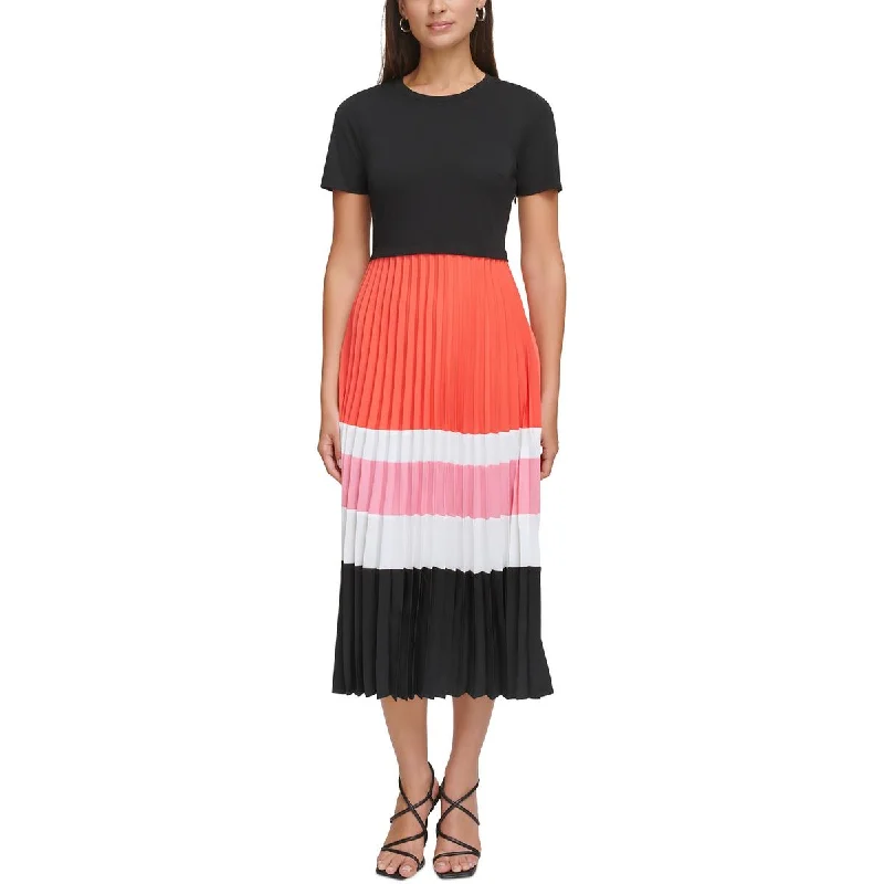 Practical Chic Wear Comfy Chic Karl Lagerfeld Womens Colorblock Work day wear Midi Dress