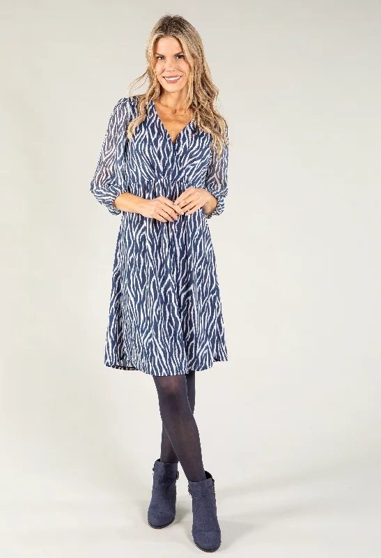 Versatile Comfort Pieces Trendy Vibes Wrap Bodice Zebra Print Dress