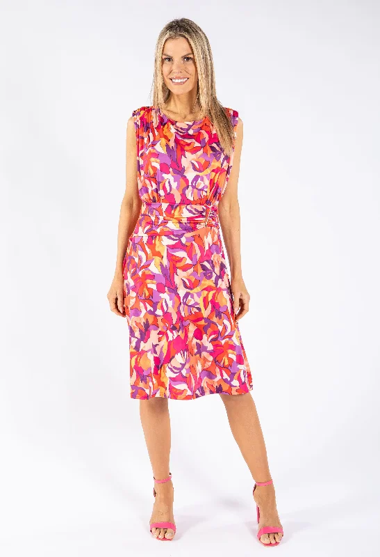 Cool Comfort Clothing Versatile Comfortwear Leaf Print Sleeveless Dress