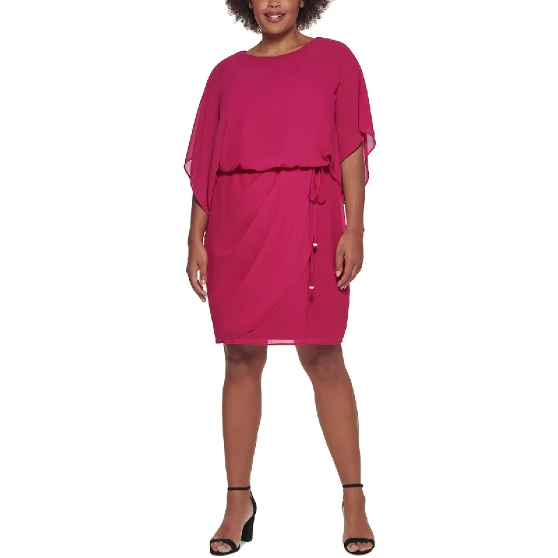Smart Comfort Wear Comfort-driven Style Jessica Howard Womens Plus Chiffon Draped Midi Dress Smart Comfort Wear Comfort-driven Style Jessica Howard Womens Plus Chiffon Draped Midi Dress