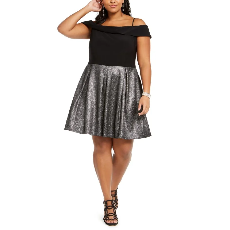 Casual Trend Pieces Relaxed Wardrobe Morgan & Co. Womens Plus Drae Glitter Midi Dress