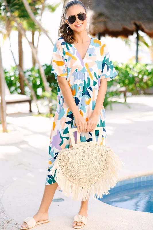 Casual Style Fits Classy Comfortwear Make It Yours Blue Abstract Midi Dress