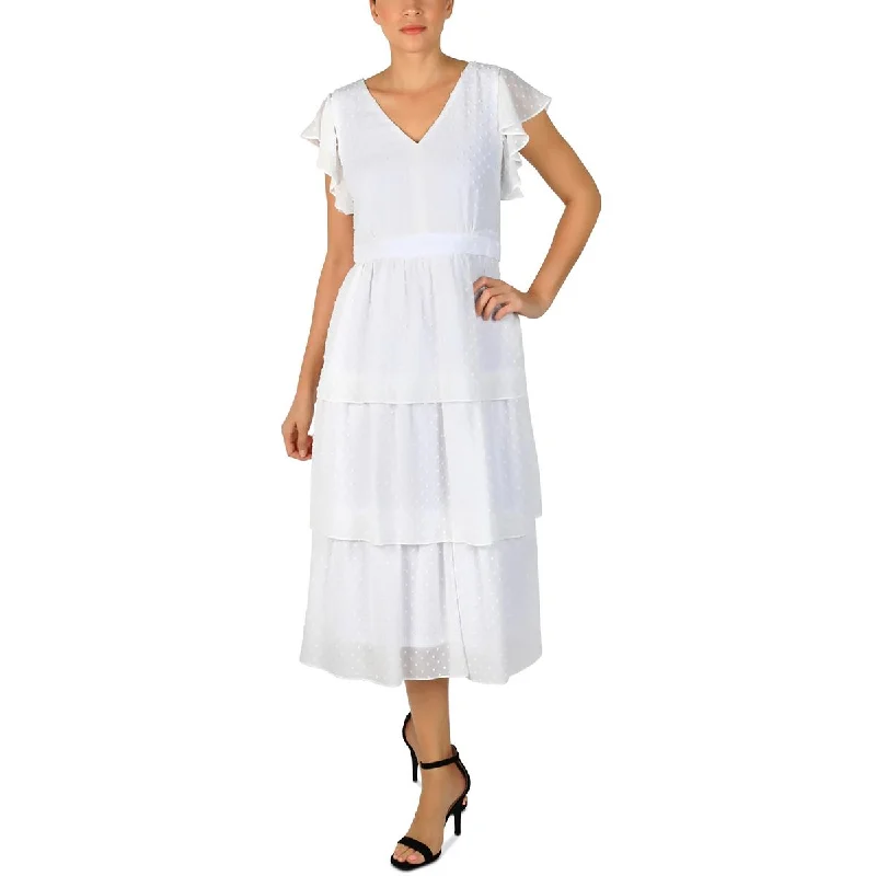 Soft Apparel Pieces Comfortable Layering Julia Jordan Womens Tiered Ruffle Sleeves Midi Dress Soft Apparel Pieces Comfortable Layering Julia Jordan Womens Tiered Ruffle Sleeves Midi Dress