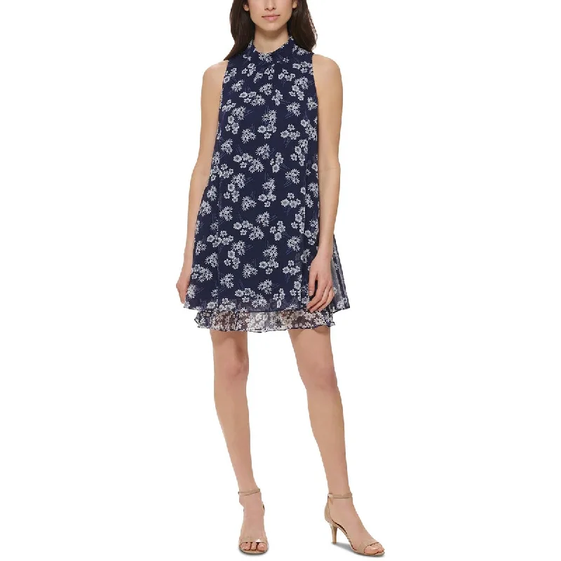 Comfy Pieces Cozy Casuals Jessica Howard Womens Petites Chiffon Mock-Neck Midi Dress Comfy Pieces Cozy Casuals Jessica Howard Womens Petites Chiffon Mock-Neck Midi Dress