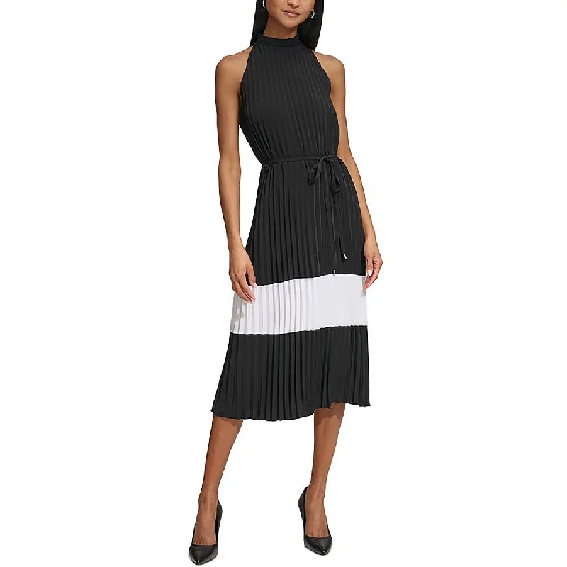 Stylish Comfort Look Chic Wear Karl Lagerfeld Paris Womens Pleated Smocked Neck Midi Dress Stylish Comfort Look Chic Wear Karl Lagerfeld Paris Womens Pleated Smocked Neck Midi Dress