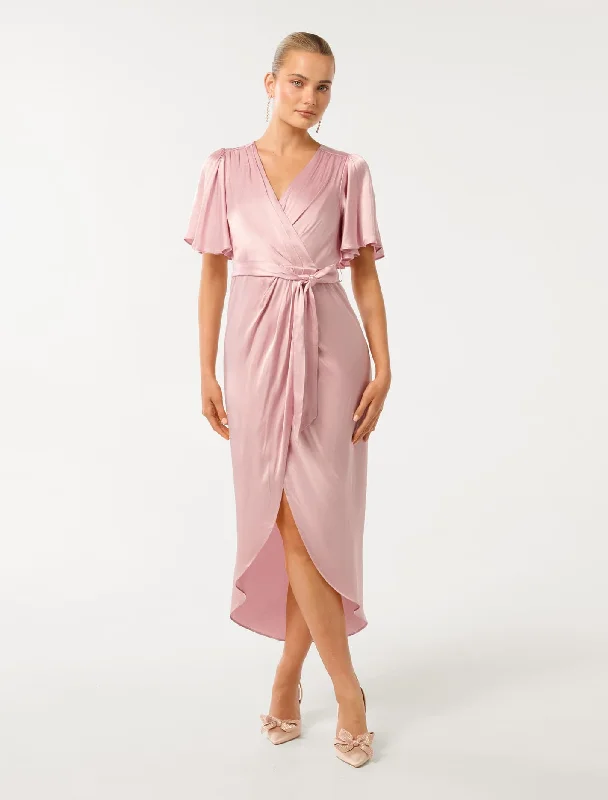 Street Comfort Clothing Relaxed Pieces Carolina Satin Midi Dress