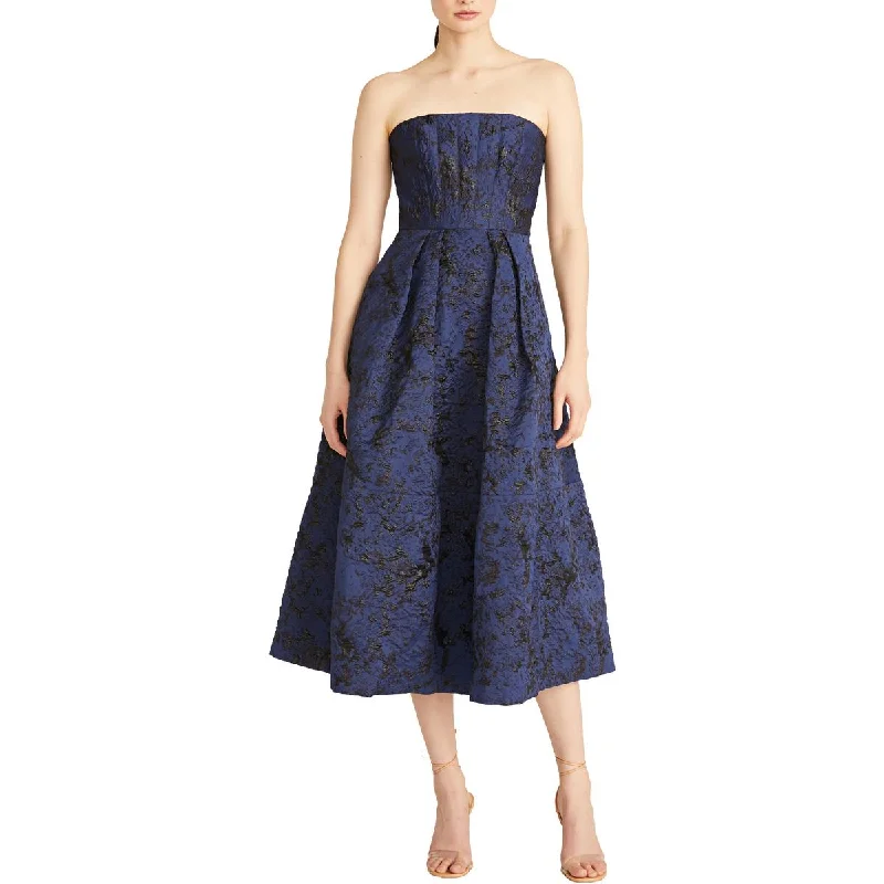 Fashionable Comfortwear Modern Comfortwear ML Monique Lhuillier Womens Metallic Mid Calf Midi Dress Fashionable Comfortwear Modern Comfortwear ML Monique Lhuillier Womens Metallic Mid Calf Midi Dress