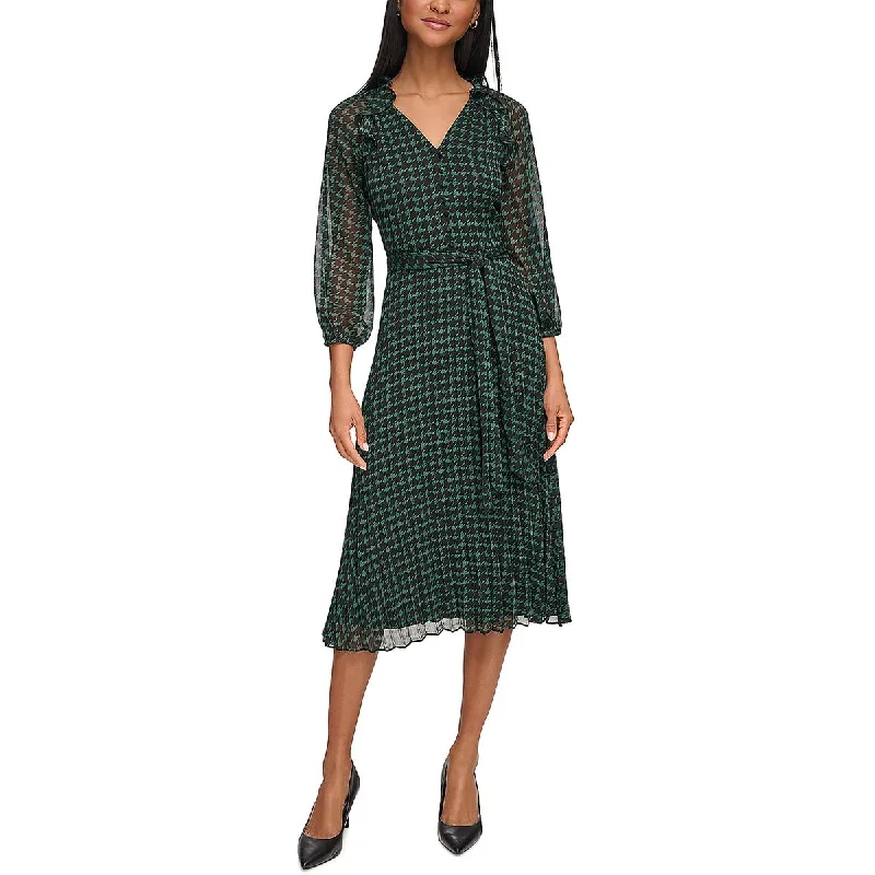 Chic Comforts Pieces Fashionable Comfortwear Karl Lagerfeld Paris Womens Chiffon Houndstooth Midi Dress Chic Comforts Pieces Fashionable Comfortwear Karl Lagerfeld Paris Womens Chiffon Houndstooth Midi Dress