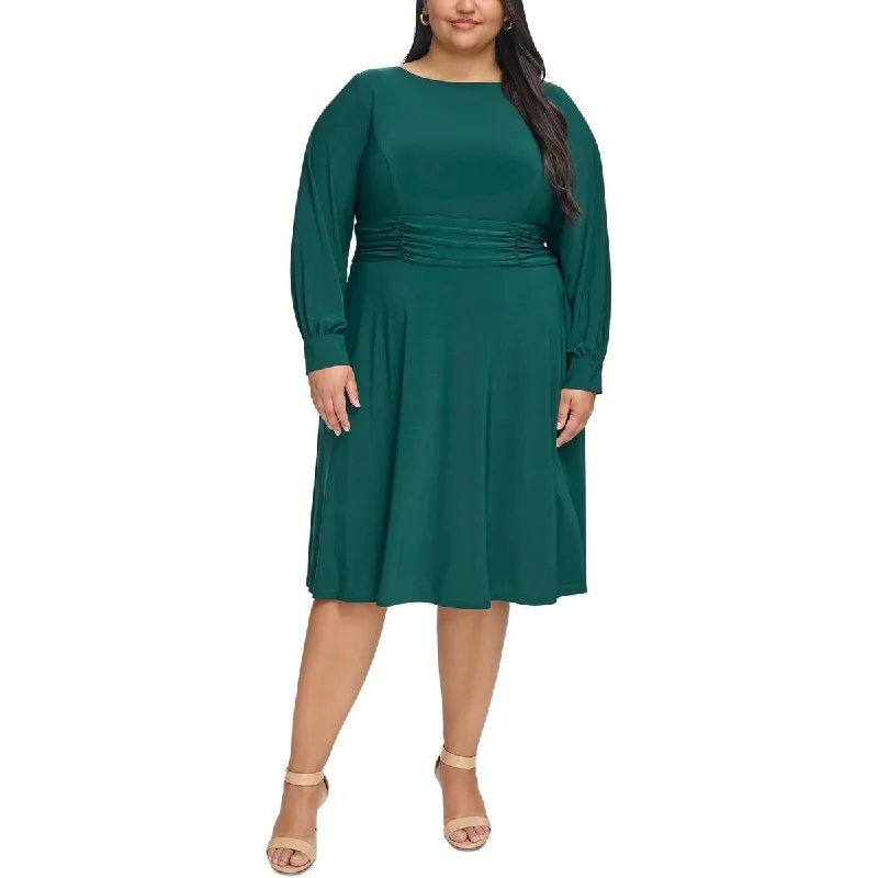 Minimal Fashion Chic and Cozy Jessica Howard Womens Plus Ruched Long Sleeve Midi Dress Minimal Fashion Chic and Cozy Jessica Howard Womens Plus Ruched Long Sleeve Midi Dress