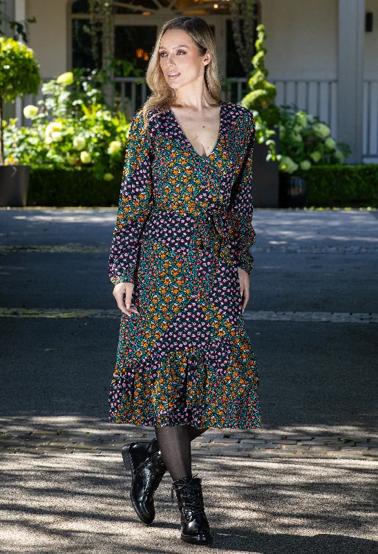 Comfortable Textiles Wear Comfort Choices Faux Wrap Style Bloom Dress
