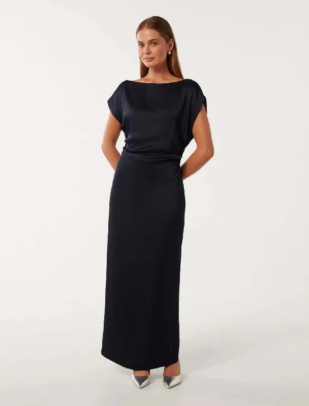 Soft Layering Wear Soft Apparel Ella Draped Satin Midi Dress