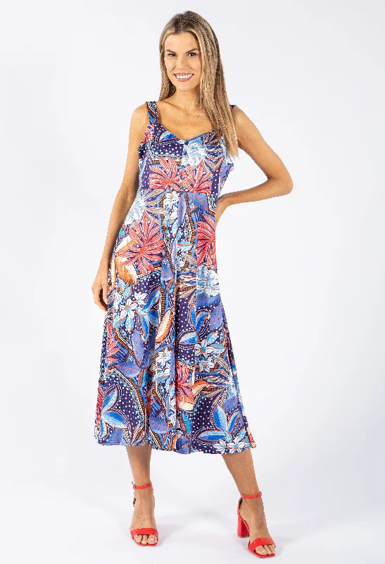Comfortable Apparel Comfy Chic Silky Feeling Palm Print Dress