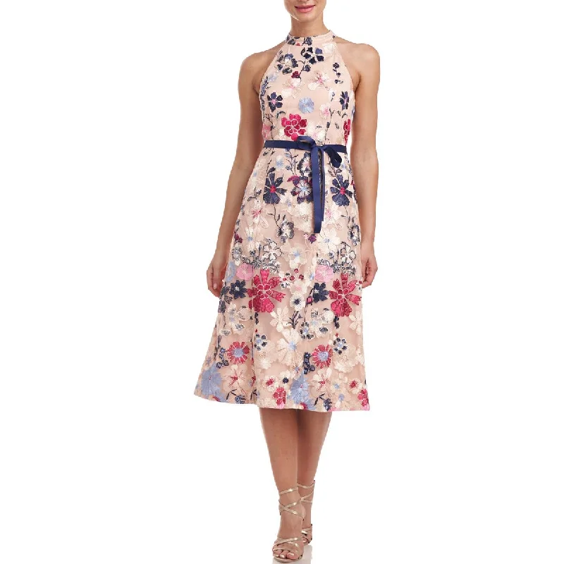Fashionable Comfortwear Effortless Outfits JS Collections Womens Eleanor Tea Embroidered Floral Midi Dress
