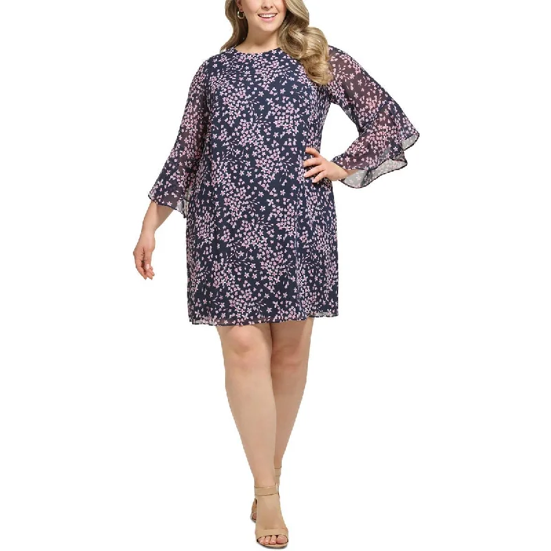 Effortless Layers Chic Textures Jessica Howard Womens Petites Floral Knee-Length Midi Dress Effortless Layers Chic Textures Jessica Howard Womens Petites Floral Knee-Length Midi Dress