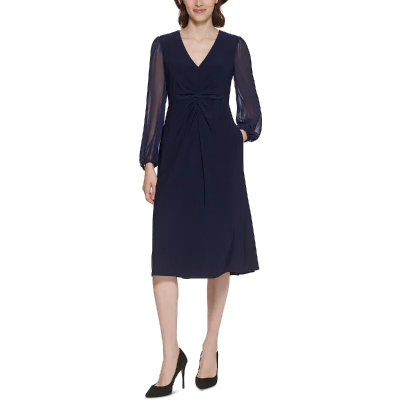 Casual Comfort Clothing Comfort Wardrobe Jessica Howard Womens Petites Chiffon Sleeves Ruched Midi Dress Casual Comfort Clothing Comfort Wardrobe Jessica Howard Womens Petites Chiffon Sleeves Ruched Midi Dress