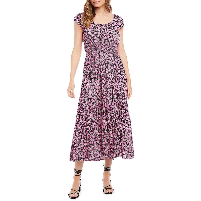 Stylish Comfort Look Relaxed Dressing Karen Kane Womens Floral Scoop Neck Midi Dress Stylish Comfort Look Relaxed Dressing Karen Kane Womens Floral Scoop Neck Midi Dress