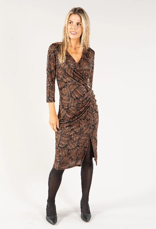 Simple Fashion Layers Soft Apparel Polka Dot Wrap Style Dress