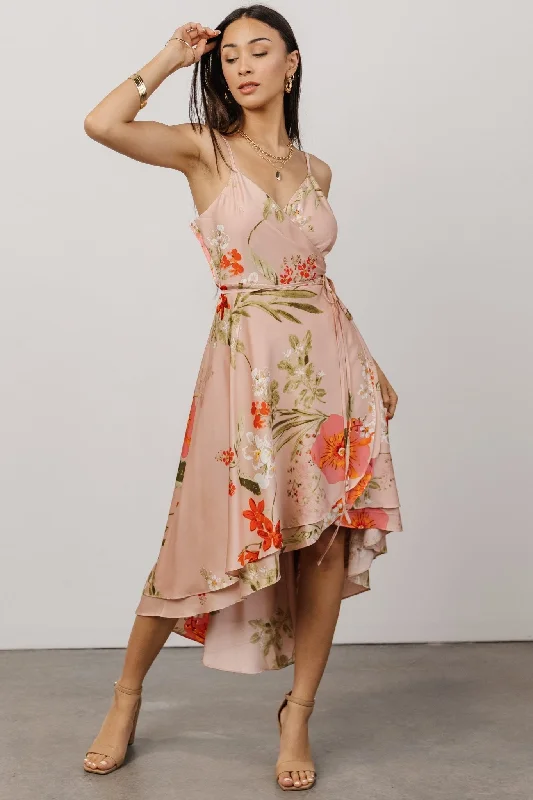 Steffi Tulip Wrap Dress | Pink Multi Floral