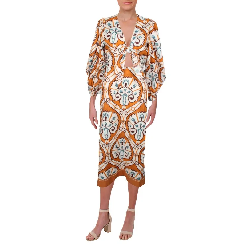Fashionable Street Comfort Soft Fit Clothing Johanna Ortiz Womens Couscous Joy Printed Tea Length Midi Dress Fashionable Street Comfort Soft Fit Clothing Johanna Ortiz Womens Couscous Joy Printed Tea Length Midi Dress