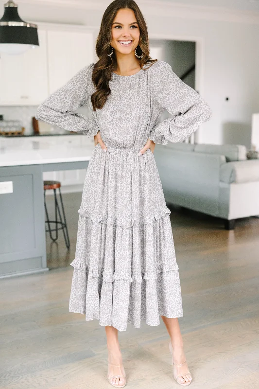 Everyday Wardrobe Essentials Everyday Style Know What Love Is Dusty Lavender Purple Leopard Midi Dress Everyday Wardrobe Essentials Everyday Style Know What Love Is Dusty Lavender Purple Leopard Midi Dress