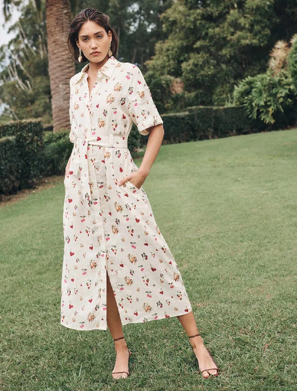 Cozy Everyday Wardrobe Cozy Textures Willow Short Sleeve Linen Midi Dress