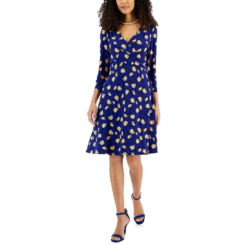 Cozy and Fashionable Cozy Casuals Kasper Womens Printed Surplice Midi Dress