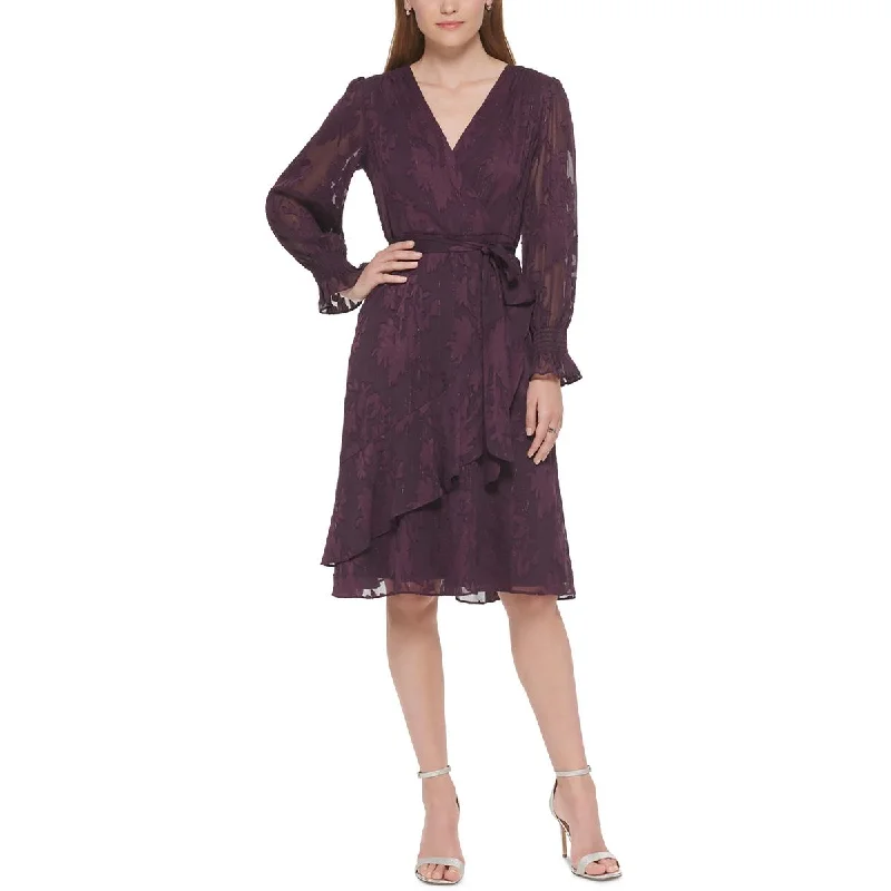 Simple Wear Fits Relaxed Fit Apparel Jessica Howard Womens Petites Metallic Cascade Ruffle Midi Dress Simple Wear Fits Relaxed Fit Apparel Jessica Howard Womens Petites Metallic Cascade Ruffle Midi Dress