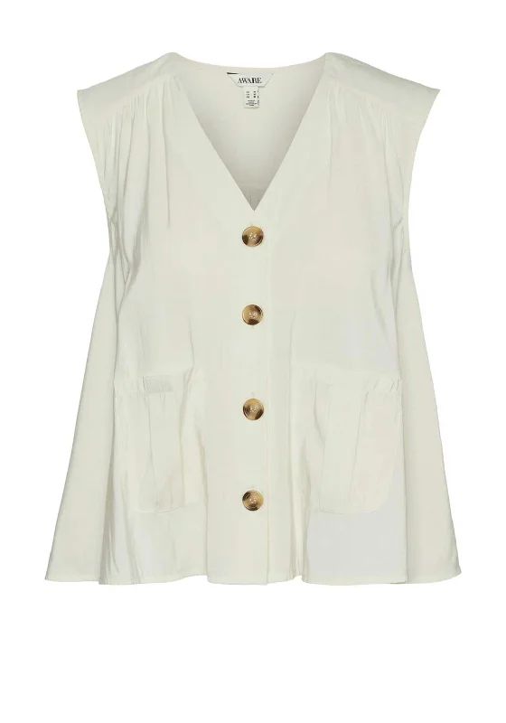 Streetwear Comfort Stylish Essentials Vero Moda Kyrah Buttoned Vest, Birch