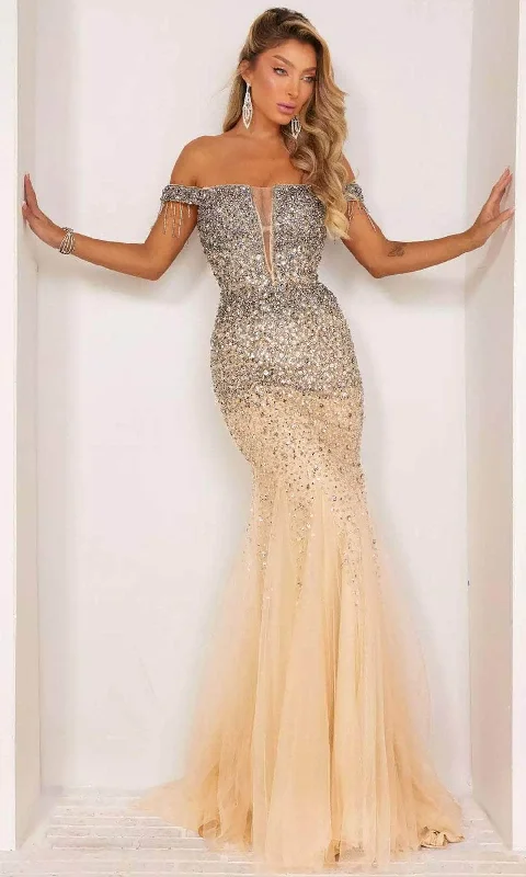 Soft and Cozy Apparel Day-to-day Fashion Terani Couture 241P2095 - Gleaming Bead Embellished Off-Shoulder Evening Dress Soft and Cozy Apparel Day-to-day Fashion Terani Couture 241P2095 - Gleaming Bead Embellished Off-Shoulder Evening Dress