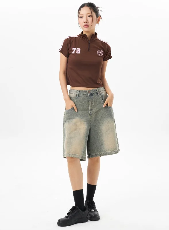 Casual Comfort Clothing Relaxed Pieces Low Rise Denim Bermuda Pants CU316
