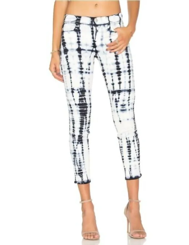 Street Comfort Clothing Comfortable Daywear Capri Crop Tie Dye Skinny Jeans In Blue & White Street Comfort Clothing Comfortable Daywear Capri Crop Tie Dye Skinny Jeans In Blue & White