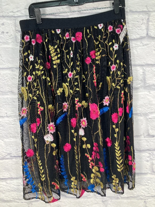 Affordable Comfort Wear Soft Look Skirt Midi By Susan Graver In Black & Pink, Size: M Affordable Comfort Wear Soft Look Skirt Midi By Susan Graver In Black & Pink, Size: M