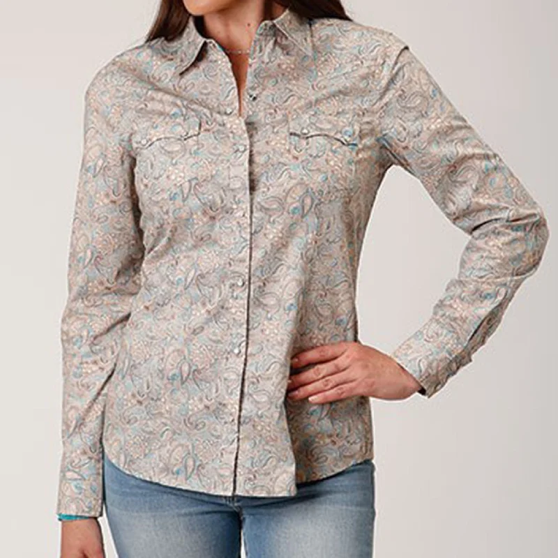 Comfortable Apparel Effortless Outfits Roper Women's Dot Paisley Print Shirt