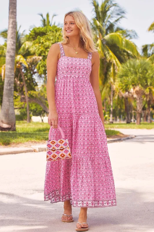 Smart Fashionwear Relaxed Fits Tabitha Maxi Dress | Pop Flower Pink/White