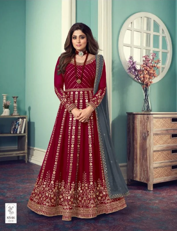 Street Comfort Clothing Soft Fashionwear 8546 Red Sequence work Georgette Anarkali Suit