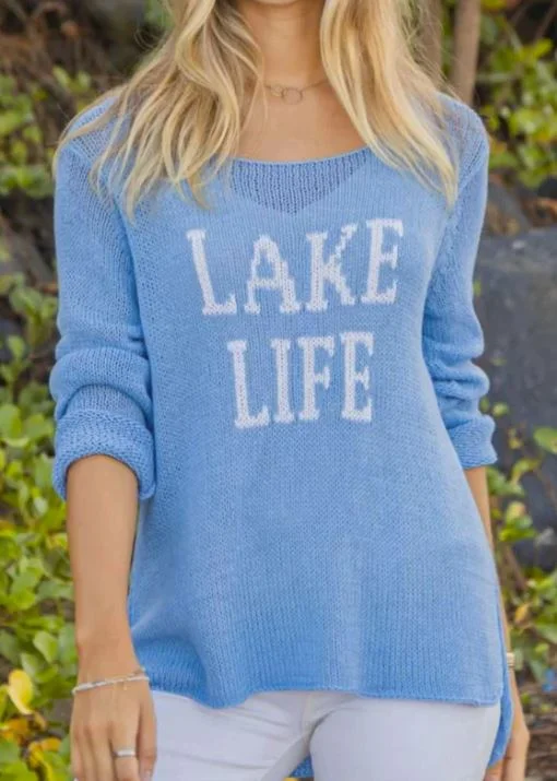 Practical Streetwear Warm Layers Wooden Ships Lake Life Cotton Crew Beach Sky/Breaker White