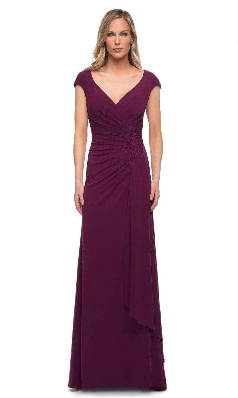 Trendy Cozy Apparel Soft Fashion La Femme 29814SC - Ruched Bodice Cap Sleeve Formal Dress Trendy Cozy Apparel Soft Fashion La Femme 29814SC - Ruched Bodice Cap Sleeve Formal Dress